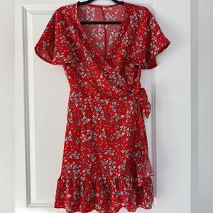 Red Floral Mini Dress
